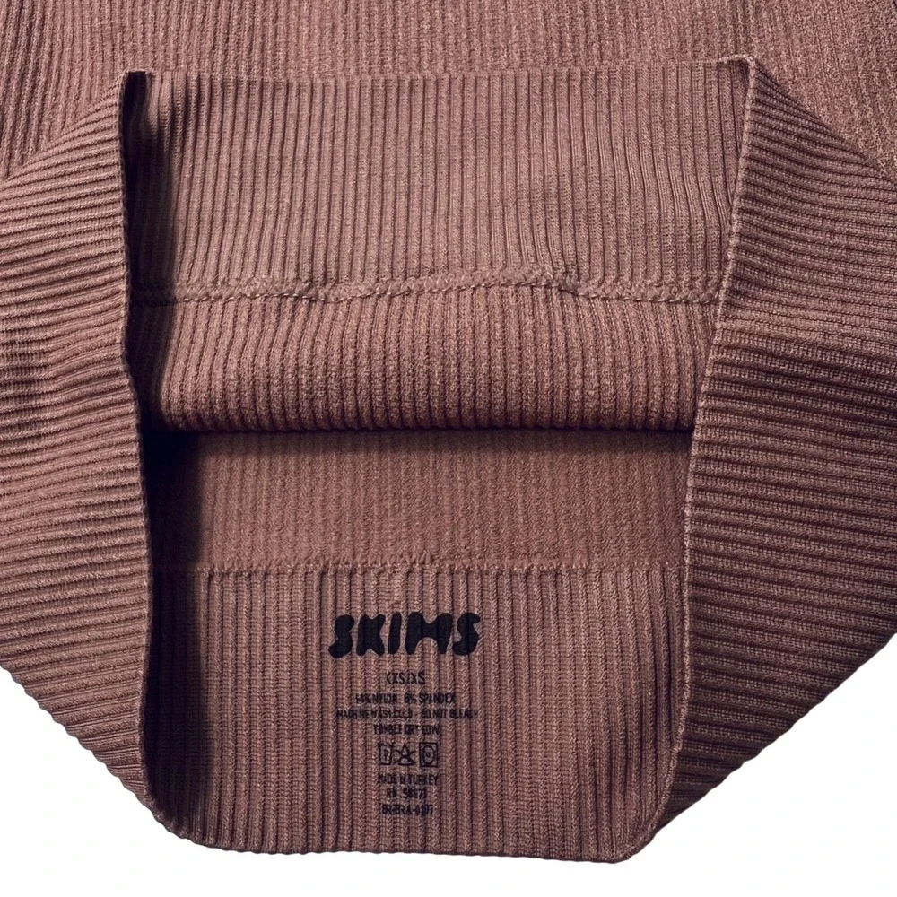 SKIMS Stretch Rib High‎ Neck Bralette NEW Rose Clay XXS/XS - Picture 8 of 11